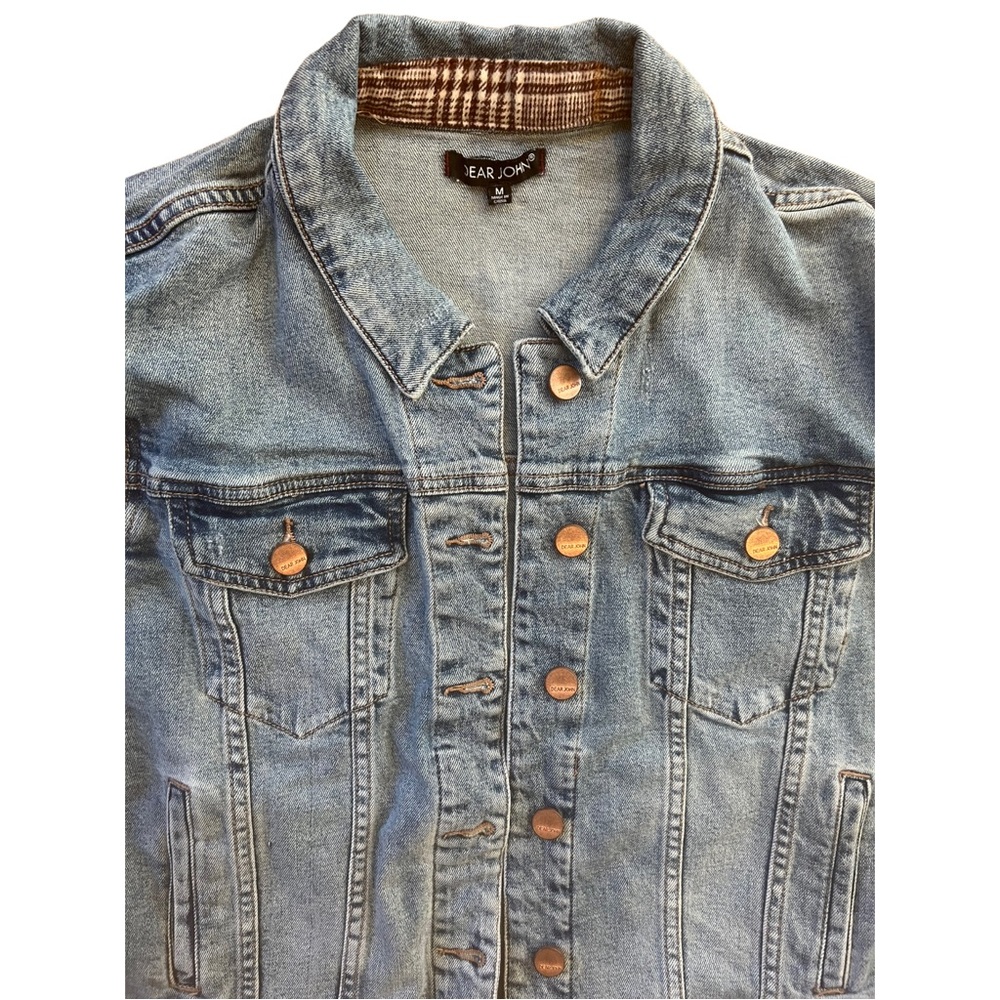 DEAR JOHN PLAID BACK JEAN JACKET - SIZE MEDIUM - Picture 2 of 5